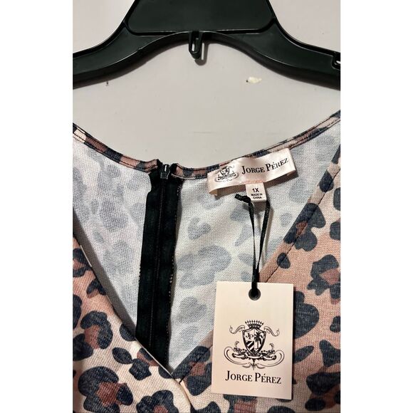 Jorge Perez Brown Tan Leapord pant suite / JumpSuit 1X - Picture 3 of 6